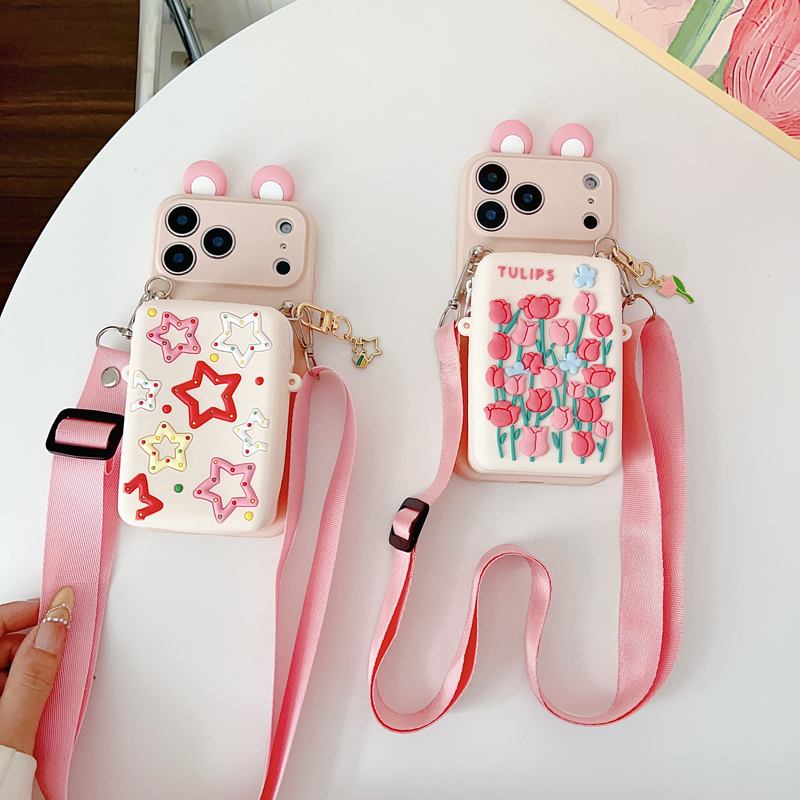 Tech Accessories Iphone - Etui portfel z tulipanami i gwiazdami